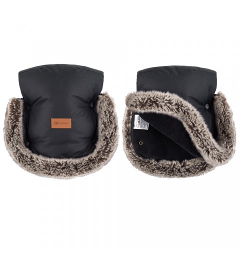 Petite&Mars Furry - Mufka Rękawice do wózka, sanek | Forever Black